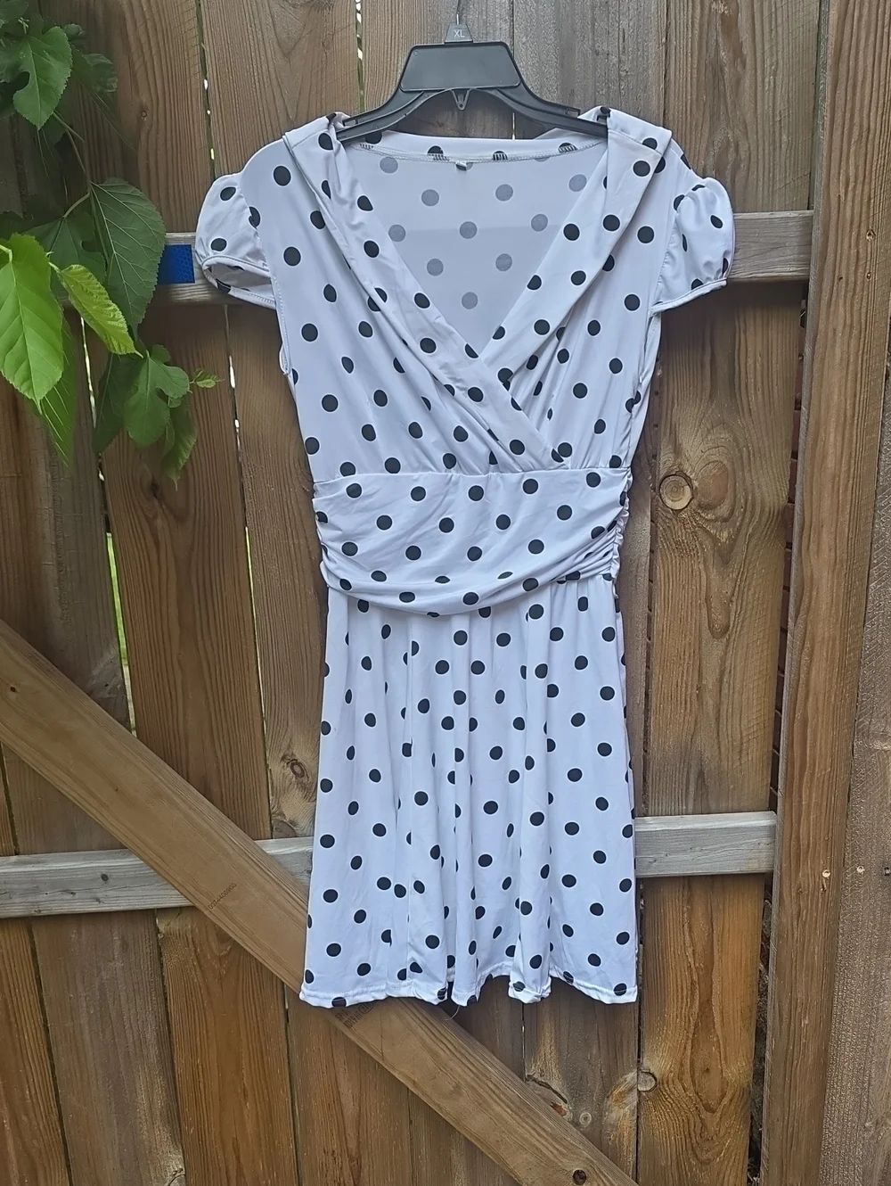WhiteβPolka Dot Wrap-Style Dress